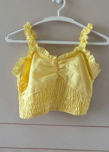 Chic Yellow Smocked Crop Top