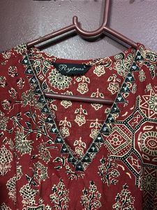 Brick Red Printed Kurta and Pants Set