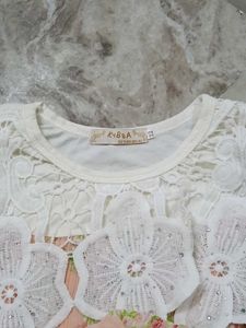 Girls Floral Print Lace Dress