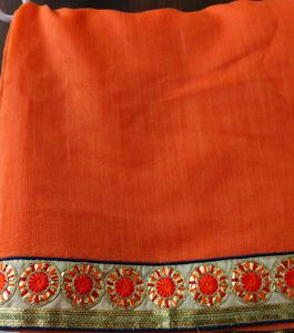 Vibrant Orange Saree with Embellished Border( only
