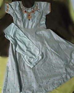 Elegant Light green Embellished Anarkali Dress