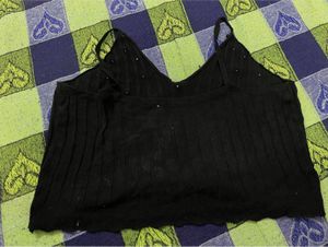Black Beaded Crop Top