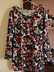 Floral Print Long Sleeve Tunic Top