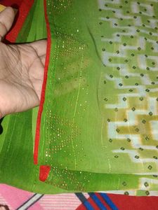 Elegant Green Saree with Embellishments