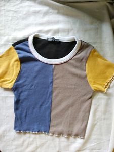 Colorblock Ribbed Cropped Tee