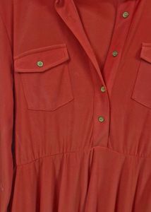 Chic Red Shirt Dress with Belt