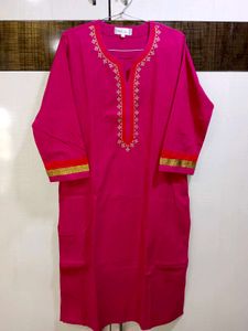 Zari Work Pink Kurta