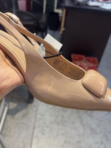 Nude Patent Slingback Heels