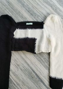Black &amp; White Knit Sweater cruella inspired