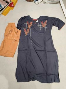 Maroon Kurta Set with Printed Jacket