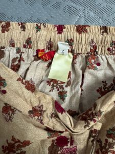 W- Beige Floral Print Kurta with Embellishment
