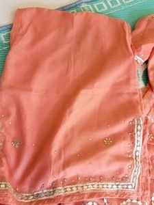 Peach Embroidered Lehenga Choli Set