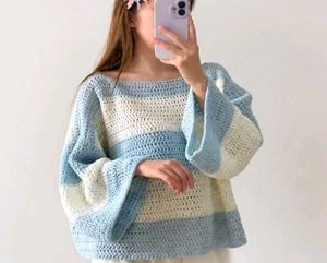 Pretty Striped Crochet Sweater