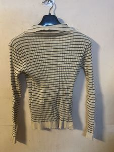 Striped Knit Button-Down Top