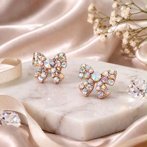 Sparkling Bow Stud Earrings