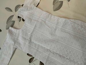 Beautiful Custom-Stitched White Chikankari Kurti
