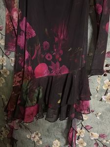 Floral Mesh Ruffle Dress