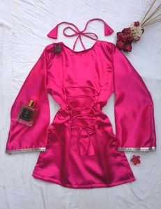 Hot pink Dori neck corset kurti 🩷