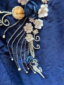 handwork  Blue Embroidered Kurta