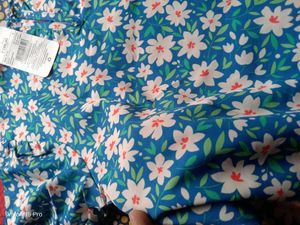 Chic Blue Floral Print Puff Sleeve Top