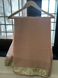 Elegant Pink Saree with Sequined Border