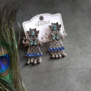 Elephant Lotus Drop Earrings