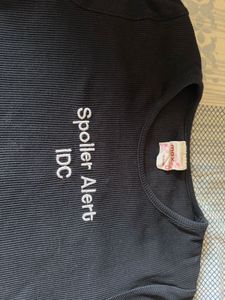 Black "Spoiler Alert IDC" Ribbed Top