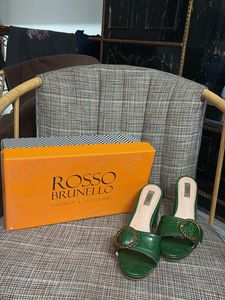 Rosso Brunello Green Heeled Mules
