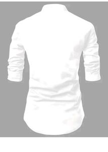 Men's White Kurta with Black Embroidery