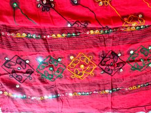 Vibrant Red Embroidered Dupatta
