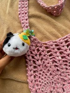 Pink Crochet Shoulder Bag