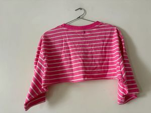 Nike Pink Striped cropped T-Shirt
