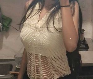 knitted top with pearl like stones