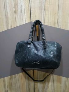 Stylish Black Leather Hobo Bag