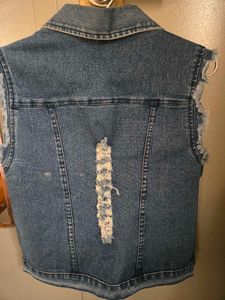 Distressed Denim Vest Jacket