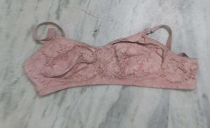 Lace Trimmed Pink Bra