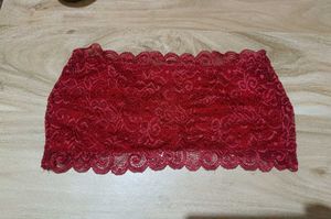 Red Lace Bandeau Top