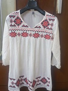 Embroidered White Kurta