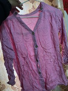 Pink Button-Down Long Sleeve Top