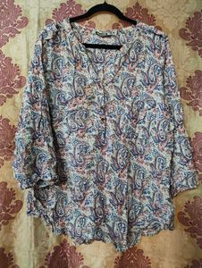 Chic Paisley Print V-Neck Top