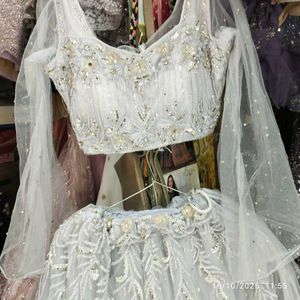 Stunning White  net Lehenga Choli
