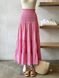 Pink Smocked Tiered Maxi Skirt/strappless dress