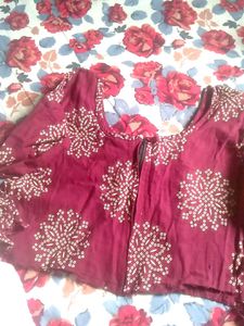 Maroon Bandhani Print Blouse