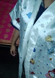 Cute Cartoon Print Satin Nightsuit