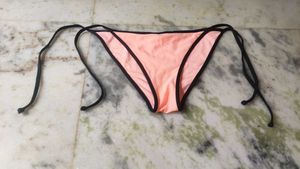 Peach Bikini Bottom with Black Trim