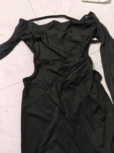 Newme Olive Green Off-Shoulder Cut-Out Midi Dress