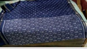 New Mrignayni  Blue Printed Saree With Blouse Piec