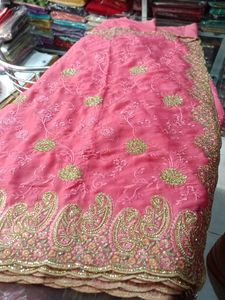 Pink Embroidered Saree( Fix price)