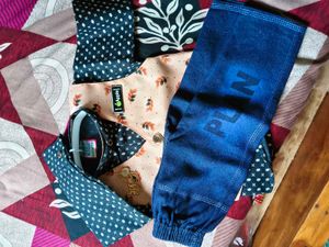 Boys Peach Floral Nehru Jacket Set