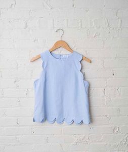 Light Blue Scalloped Blouse